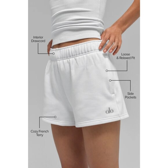 Alo Yoga Accolade Shorts in White - Picture 3 of 5